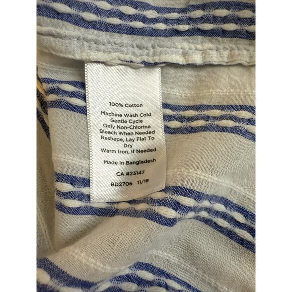 Talbots Striped Cotton Henley Blouse Size XL - Picture 4 of 8